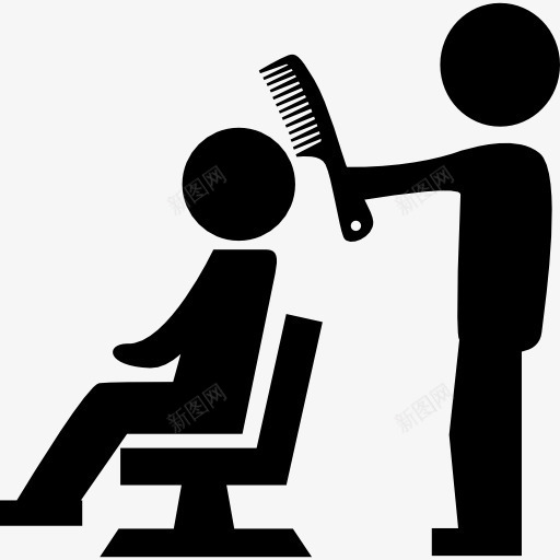 发廊的情况图标png_新图网 https://ixintu.com 人的头发 商业 坐 客户端 梳子 椅子 站 美发师 美发沙龙