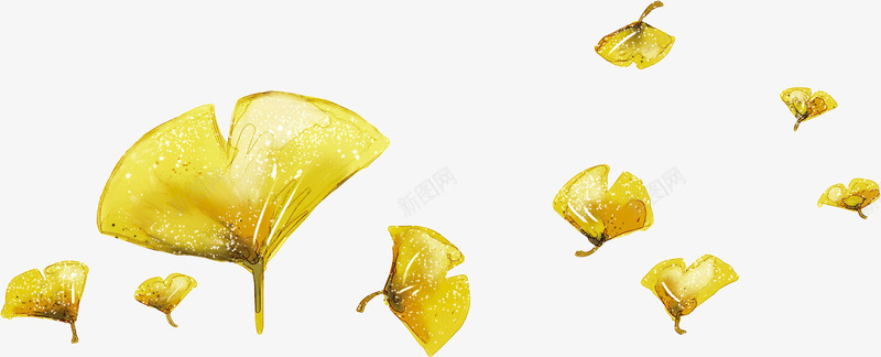 漂浮的黄色银杏叶子png免抠素材_新图网 https://ixintu.com 叶子 漂浮 银杏 黄色