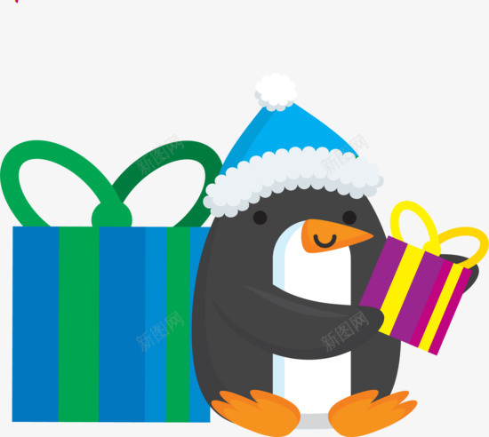 拿着礼物盒的企鹅png免抠素材_新图网 https://ixintu.com 企鹅 卡通 手绘 礼物盒 紫色礼物盒 蓝色礼物盒
