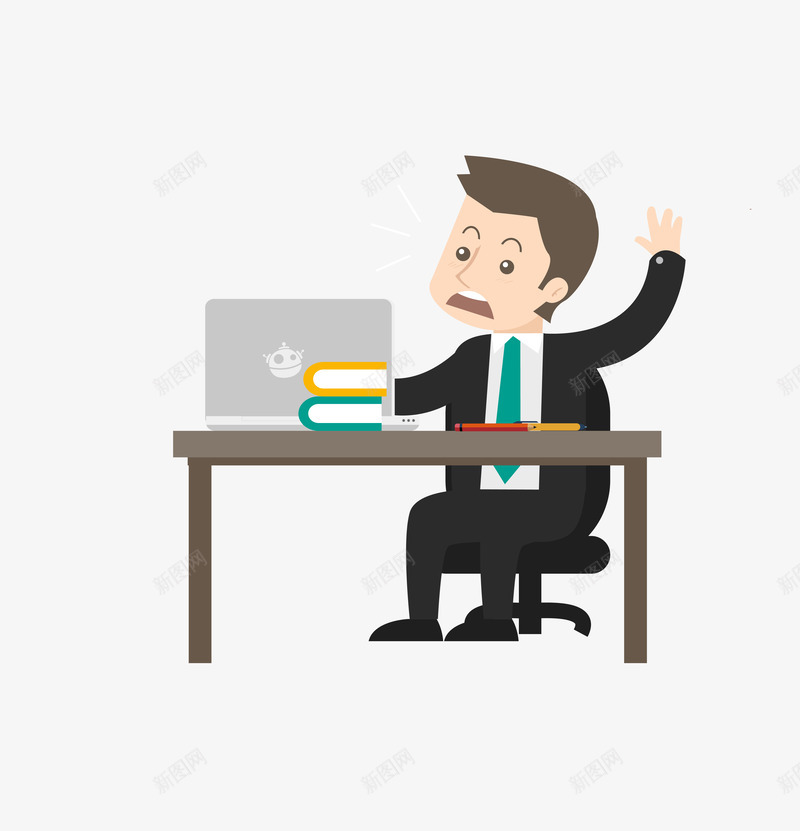 办公桌前的男人png免抠素材_新图网 https://ixintu.com 一个 办公桌 卡通 手绘 椅子 男人 白色 黑色