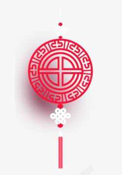红色中国风圆形挂件素材