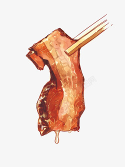 棕色筷子夹东坡肉素材