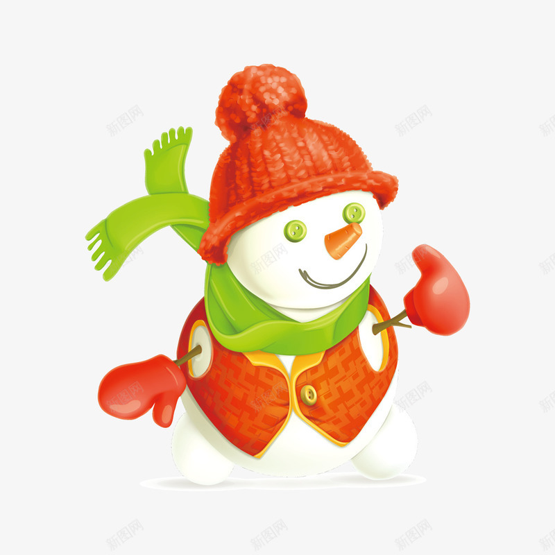 圣诞雪人矢量图ai免抠素材_新图网 https://ixintu.com 喜庆 帽子 温暖 红色 绿色围巾 节日 雪人 矢量图