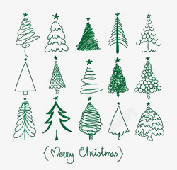 松树线描线描圣诞树高清图片