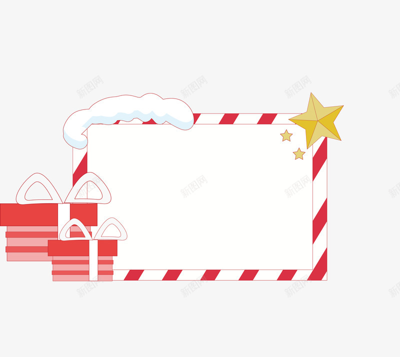 圣诞送礼边框矢量图图标ai_新图网 https://ixintu.com 免抠图 圣诞节 扁平化 矢量图标 红色礼盒 黄色星星 矢量图