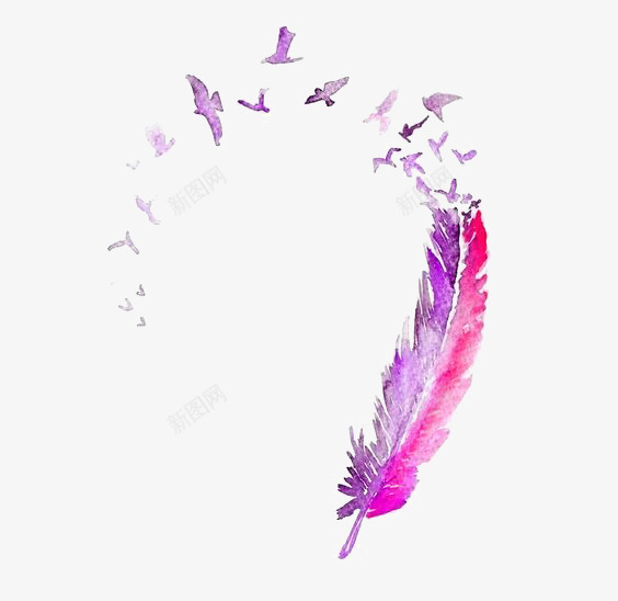粉色羽毛png免抠素材_新图网 https://ixintu.com 创意 手绘 水彩 漂浮的羽毛 飞翔的鸽子 鸽子