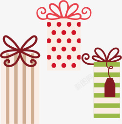 简单条纹圣诞创意礼物盒矢量图高清图片