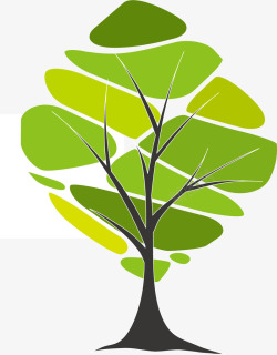 创意绿色拼接树木扁平化矢量图素材
