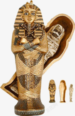 打开的埃及木乃伊棺材素材