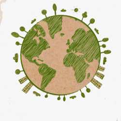 卡通绿色圆形地球素材