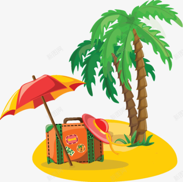 夏日海滩椰子树png免抠素材_新图网 https://ixintu.com 夏日 椰子树 海滩 遮阳伞