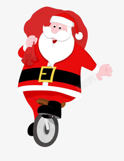 骑着单轮车的牛骑着单轮车的圣诞老人高清图片