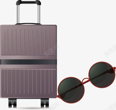 旅游常备物品眼镜旅行箱小图标矢矢量图图标