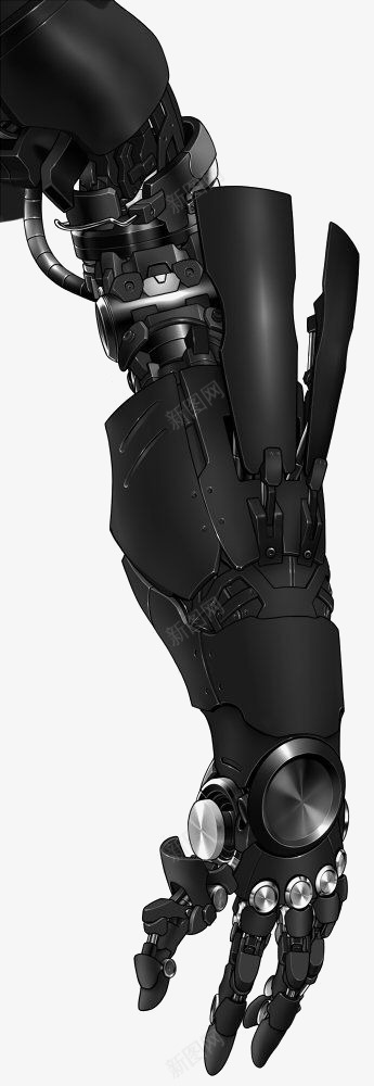 黑色机械手臂png免抠素材_新图网 https://ixintu.com 未来 机器人 机器人手 机械手 现代 科技