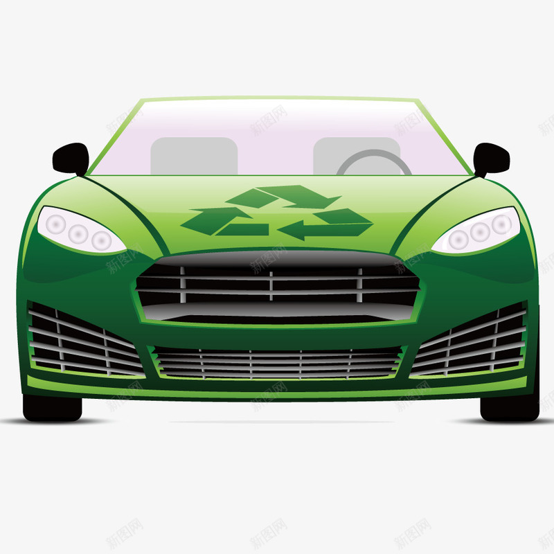 环保小车png免抠素材_新图网 https://ixintu.com 交通工具 小轿车 循环 绿色汽车 节能汽车