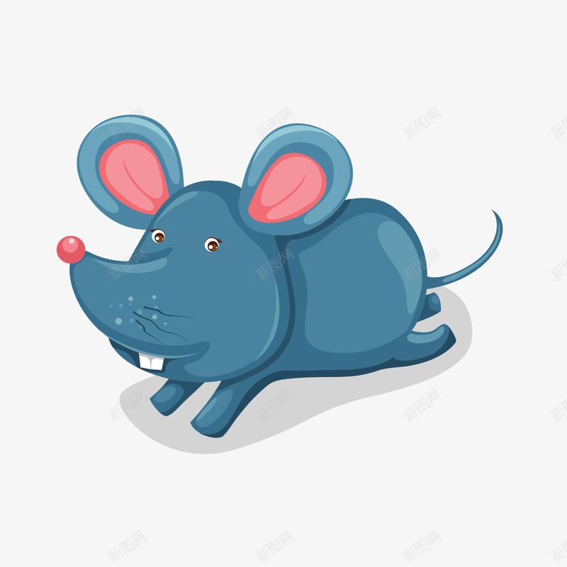 卡通小老鼠动物矢量图ai免抠素材_新图网 https://ixintu.com 动物设计 大耳朵 小老鼠 牙齿 蓝色 门牙 矢量图