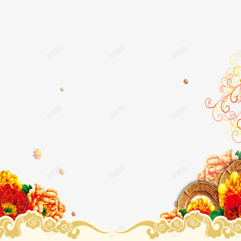 春节png免抠素材_新图网 https://ixintu.com 2018年 2018年狗年 唯美 喜庆 团聚 春节 牡丹花 狗年 狗年大吉 祝福 装饰 金色
