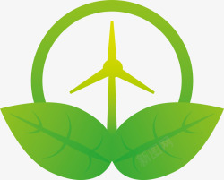 绿色节能风车标签素材