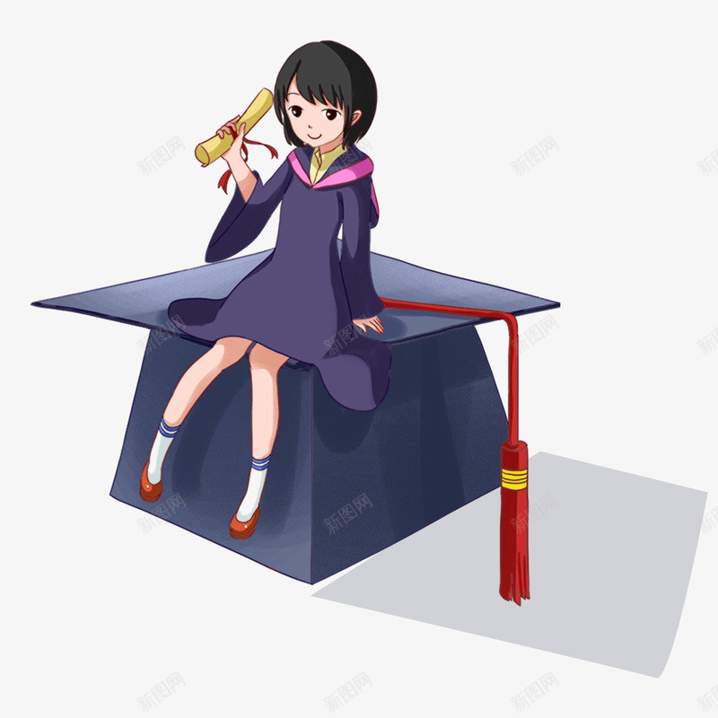 毕业季小女孩png免抠素材_新图网 https://ixintu.com 毕业 毕业季 素材 透明