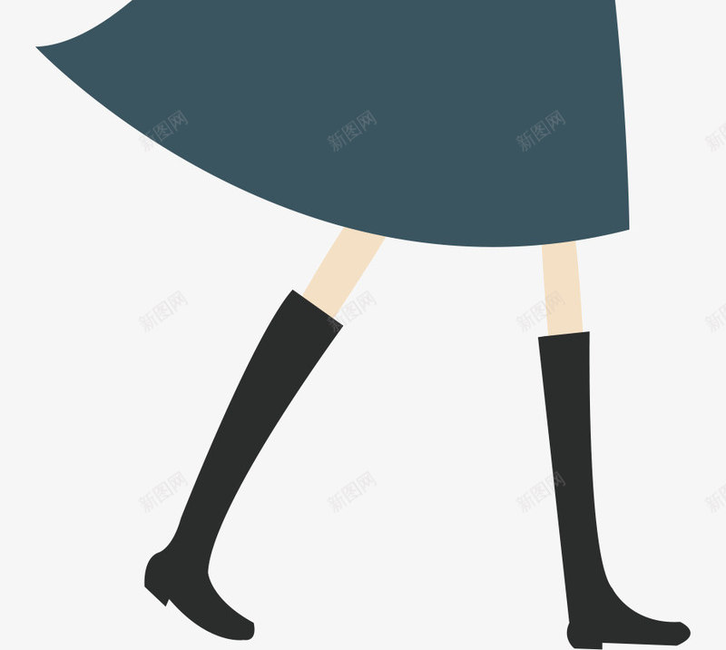 走在风中的时尚女孩png免抠素材_新图网 https://ixintu.com 冬季 冷风中 卡通 围巾 大衣 女孩 简图 长靴