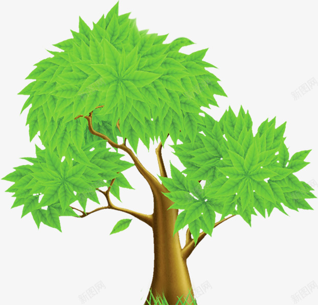绿色卡通创意大树树木png免抠素材_新图网 https://ixintu.com 创意 卡通 大树 树木 绿色