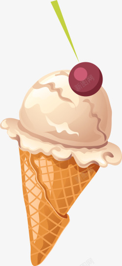 咖啡色卡通甜筒冰淇淋素材