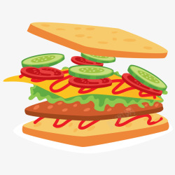黄瓜三明治扁平化食物三明治高清图片