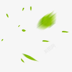 透明绿色漂浮树叶子素材