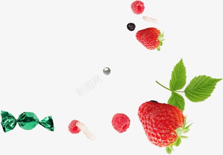 草莓水果漂浮装饰图标图标