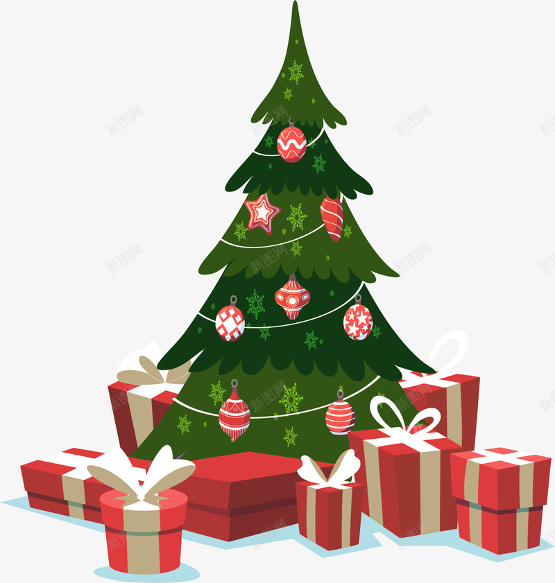 圣诞节可爱圣诞树矢量图ai免抠素材_新图网 https://ixintu.com 圣诞树 圣诞礼物 圣诞节 圣诞节快乐 矢量png 礼物堆 矢量图