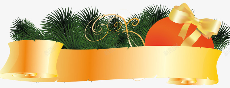 圣诞节丝带植物装饰品png免抠素材_新图网 https://ixintu.com 促销 圣诞节 圣诞节快乐 平安夜 标签牌 植物 缤纷 装饰品 金色 铃铛