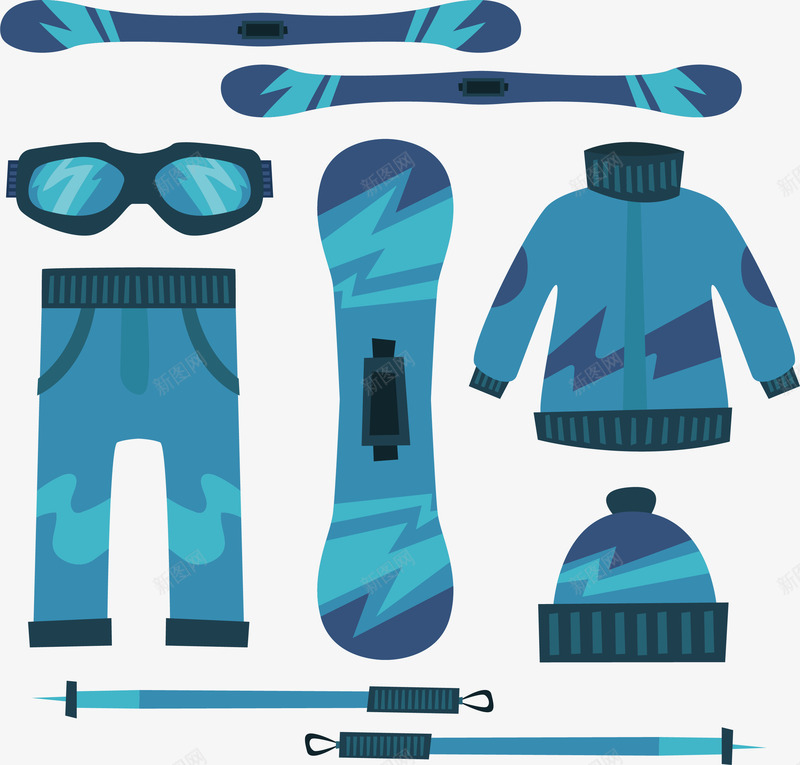 冬季滑雪运动套装矢量图ai免抠素材_新图网 https://ixintu.com 冬季滑雪 滑雪 滑雪工具 滑雪服 滑雪板 矢量png 矢量图