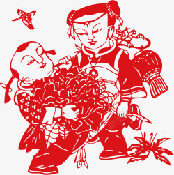 中国风福娃灯笼牡丹花春节新年素材