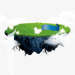 悬浮绿色鸡尾酒悬浮的小岛高清图片