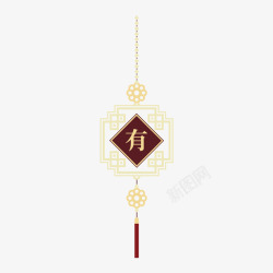 金色方框春节装饰中国结矢量图素材
