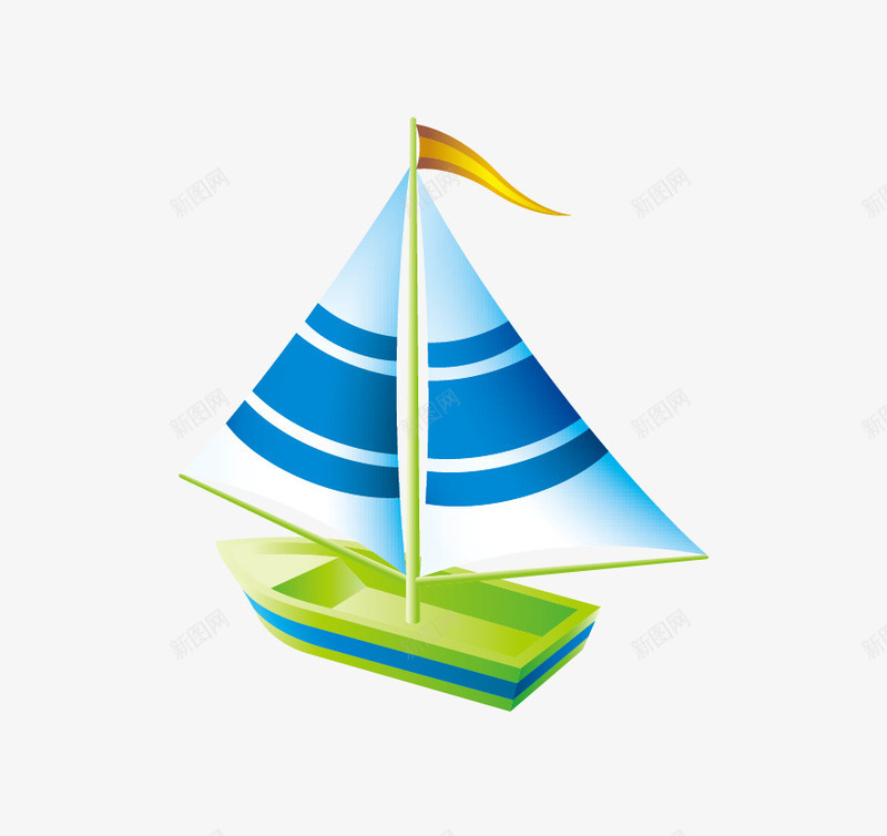 蓝色航行的帆船png免抠素材_新图网 https://ixintu.com 卡通 帆船 矢量帆船 航船 蓝色