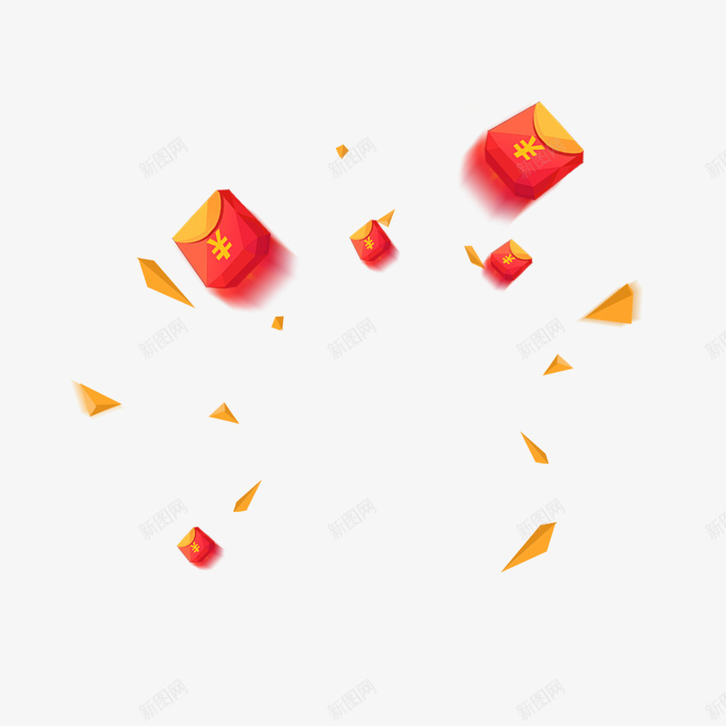 漂浮的红包和彩带png免抠素材_新图网 https://ixintu.com 抢红包 活动促销 漂浮的红包和彩带 红包插画 红色 装饰红包
