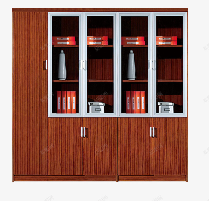 棕色展柜木质书架png免抠素材_新图网 https://ixintu.com 免抠 家具 平面 木质书架 设计