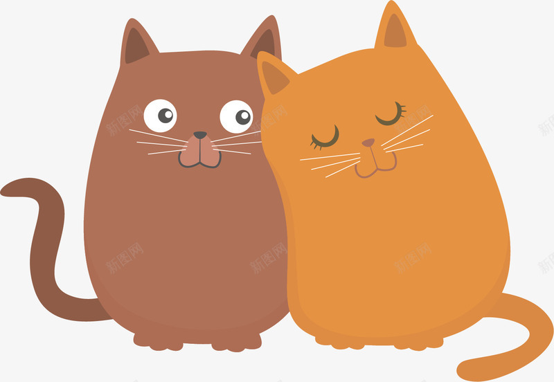 创意两只小猫咪矢量图ai免抠素材_新图网 https://ixintu.com 两只 创意 卡通 可爱 小猫咪 手绘 设计 矢量图