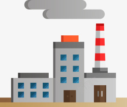 二氧化碳排放扁平化工厂房屋图标高清图片