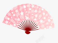 中国风粉色花朵扇子素材
