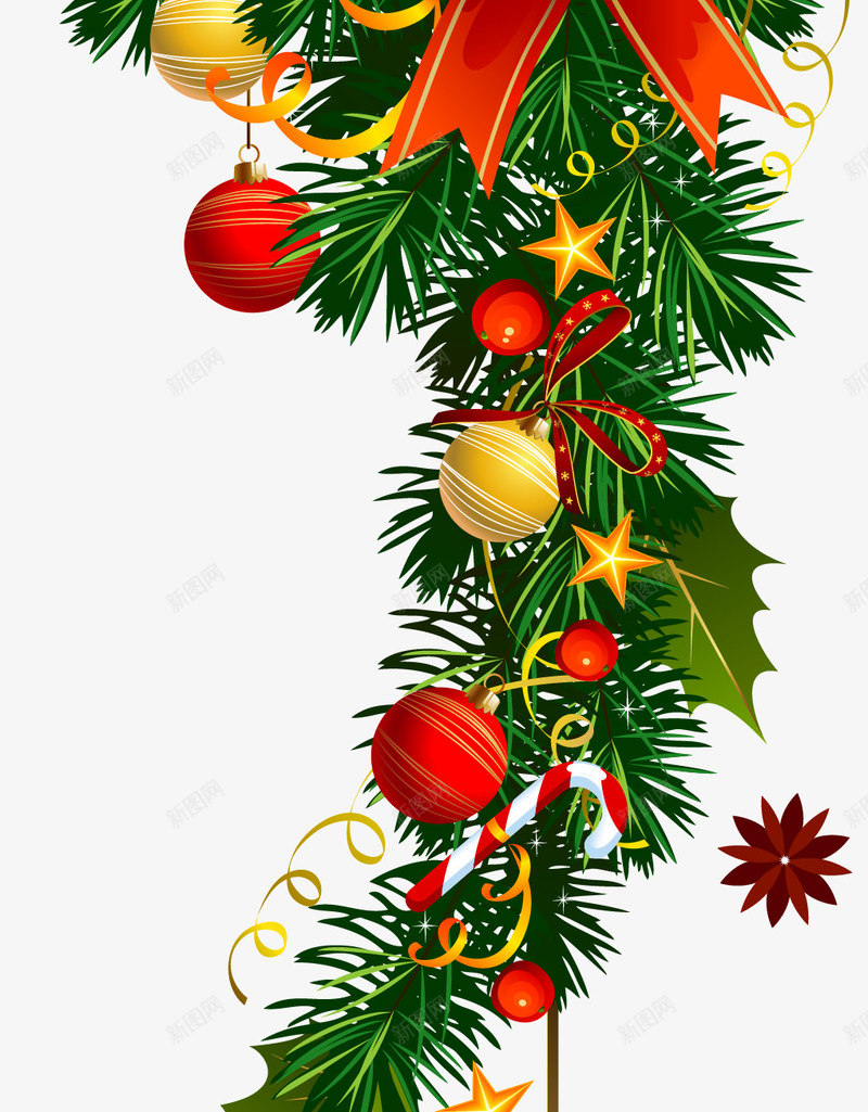 圣诞节使用的星星草带png免抠素材_新图网 https://ixintu.com 产品实物 圣诞节 星星 装饰图案 铃铛