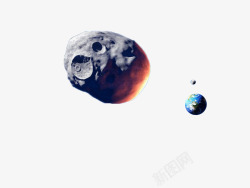火光地球漂浮的陨石高清图片
