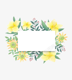 手绘黄色花朵方形边框素材