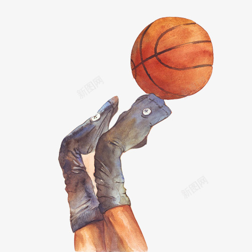 打篮球的手片psd免抠素材_新图网 https://ixintu.com 一双手 戴手套 手绘画 投球 篮球