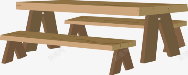 木质长条板凳桌子png免抠素材_新图网 https://ixintu.com 传统手工 木艺 桌椅素材 长条板凳