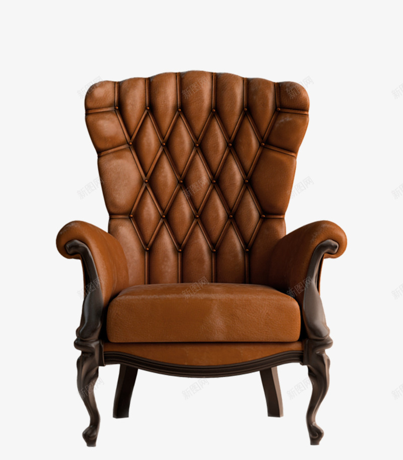 皮质椅子png免抠素材_新图网 https://ixintu.com 棕色 欧式 皮椅