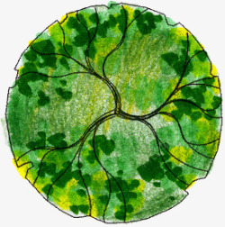 绿色创意圆形大树平面素材