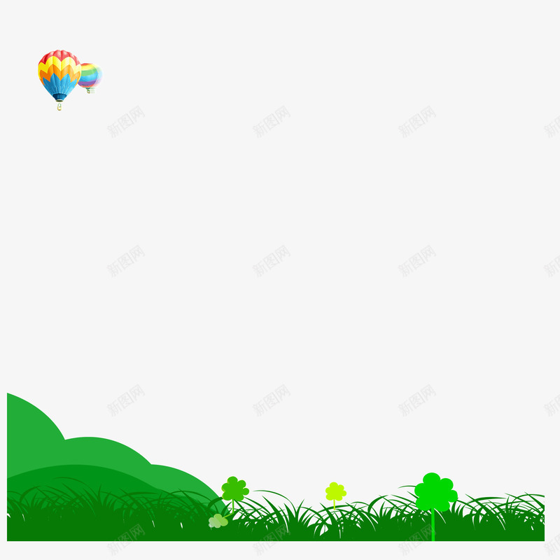背景装饰绿色草坪热气球png免抠素材_新图网 https://ixintu.com 热气球 绿色 背景装饰 草坪