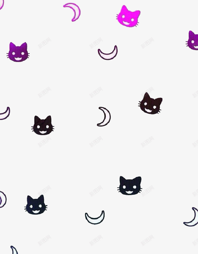 漂浮动物png免抠素材_新图网 https://ixintu.com 月亮 漂浮动物素材 猫头 简笔画 简笔画五官素材